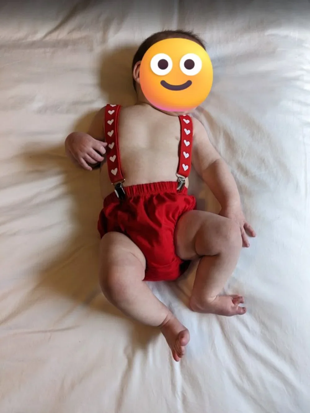 Size 3-12 Months Valentine's Day or Baby Cake Smash Outfit w/ Heart Suspenders